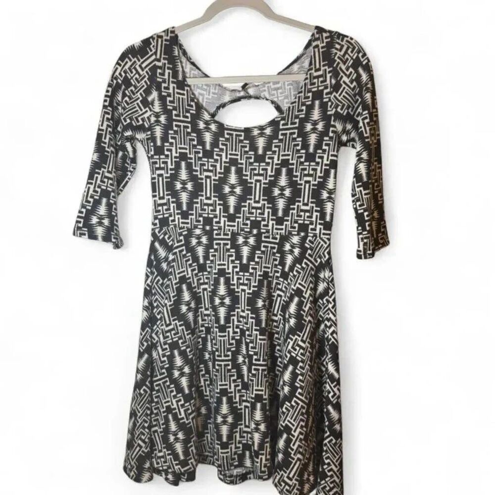 Womens Geometric Cut Out Whimsigoth Skater Mini Dress Medium Dark Academia